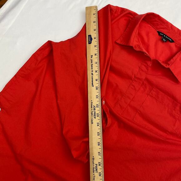 Poppy Red Blouse Tunic Lagenlook Asian Kimono Inspired L Roll Tab NWT Zac Rachel - Picture 6 of 10